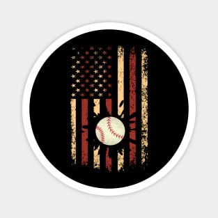 Men Vintage US American Flag Baseball 4th Of July Boys USA Magnet